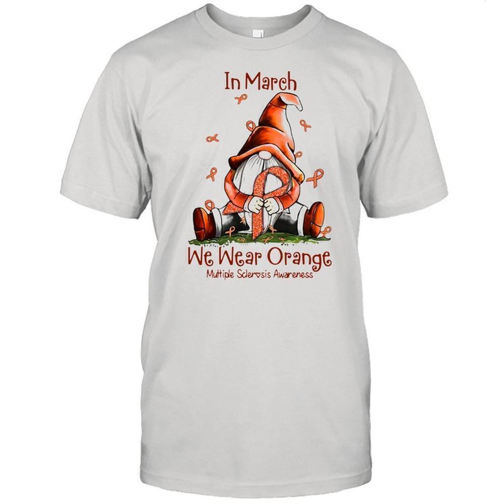 Gnome In March We Wear Orange Multiple Sclerosis Awareness Shirt